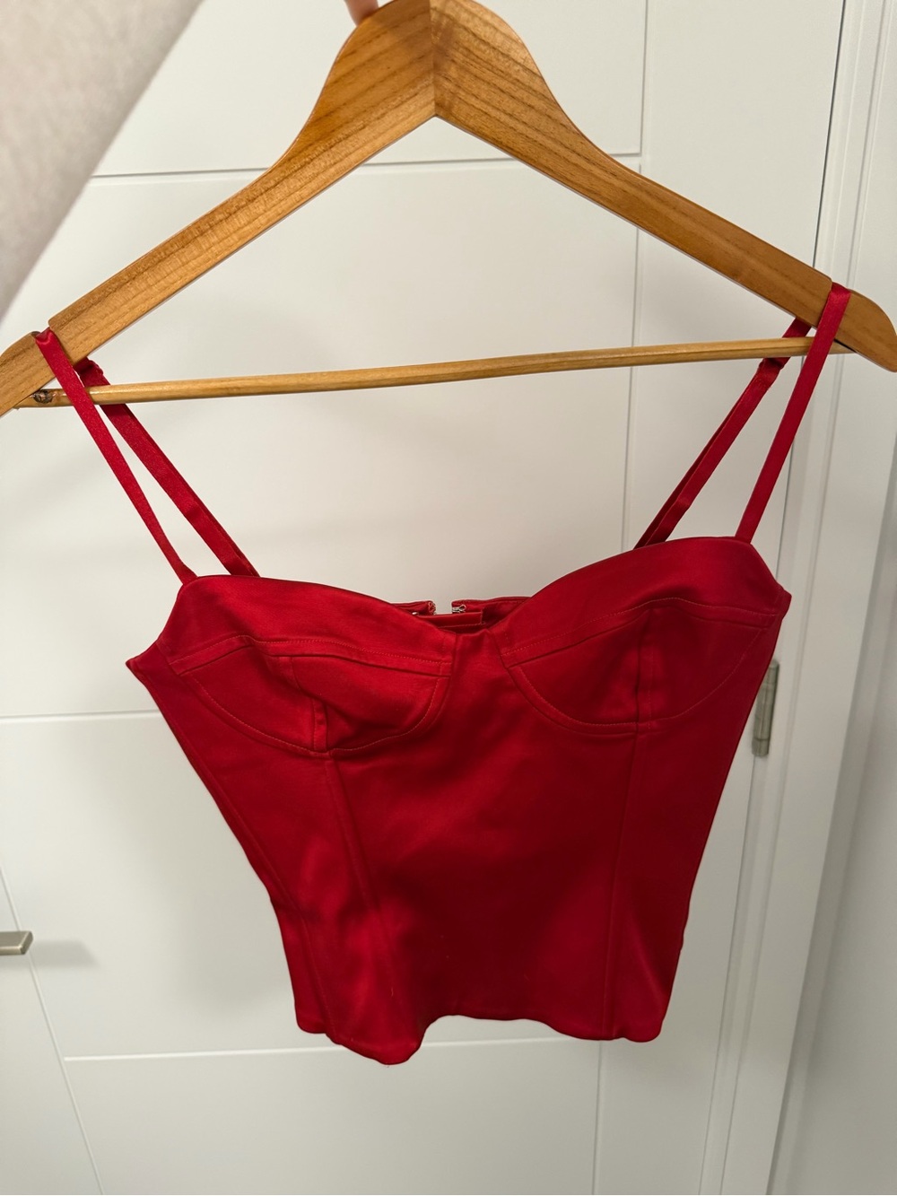 Aritzia Red Bustier Crop Top with Thin Straps